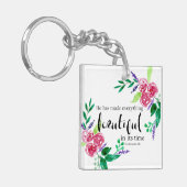 美しい水彩の花聖書引用文レタリング キーホルダー (正面左)