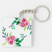 美しい水彩の花聖書引用文レタリング キーホルダー (裏面)