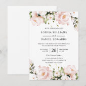 美しい水彩の花 エレガントなウェディング 招待状 (正面/裏面)