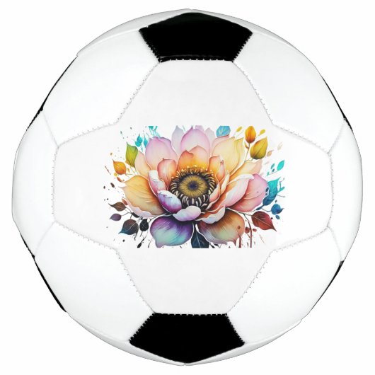 美しい水彩の花 サッカーボール (正面)