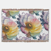 美しい水彩の花 スローブランケット (正面)
