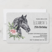 美しい水彩の馬の頭の誕生日 招待状 (正面)
