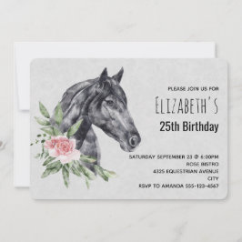 美しい水彩の馬の頭の誕生日 招待状