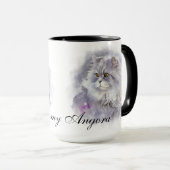 美しい水彩ふわふわなアンゴラ猫 マグカップ (正面右)