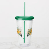 美しい水彩イエローヒマワリフローラ アクリルタンブラー (右)