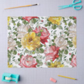 美しい水彩インクの赤と黄色のバラ 薄葉紙 (クラフト)