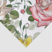 美しい水彩インクの赤と黄色のバラ 薄葉紙 (詳細)