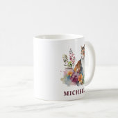 美しい水彩カラーコートの猫と花 コーヒーマグカップ (正面右)