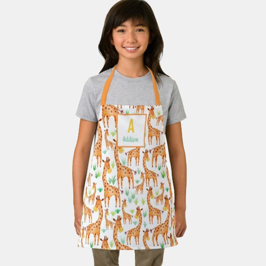 美しい水彩キリン動パーソナライズされた物 エプロン (インサイチュ)