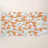 美しい水彩キリン動パーソナライズされた物 ビーチタオル (正面)