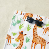 美しい水彩キリン動パーソナライズされた物 ビーチタオル (インサイチュ)