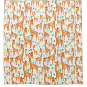 美しい水彩キリン動物 シャワーカーテン (正面)