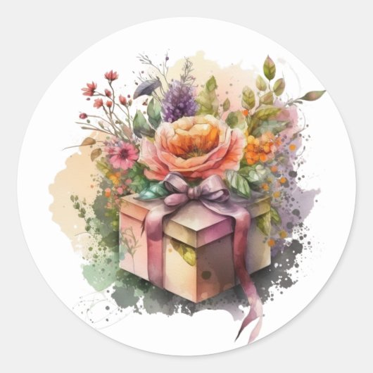 美しい水彩ステッカー ラウンドシール (正面)