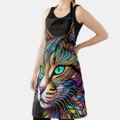 美しい水彩ステンドグラス猫 エプロン (インサイチュ)