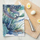 美しい水彩タコのキッチンタオル キッチンタオル (四つ折り)