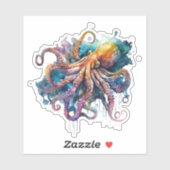 美しい水彩タコのビニールシール シール (シート)