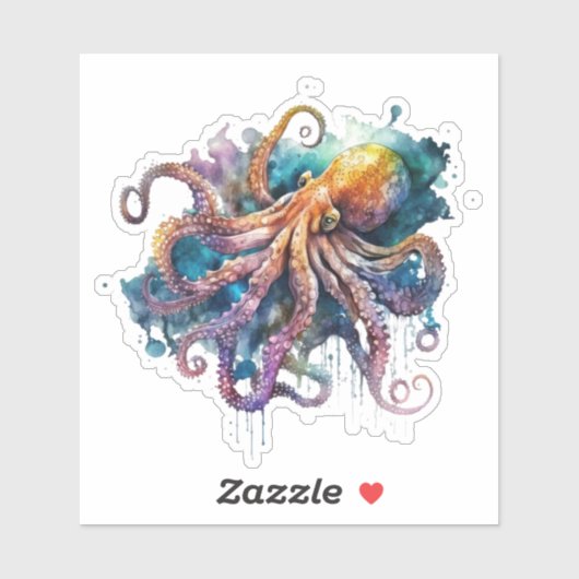 美しい水彩タコのビニールシール シール (シート)