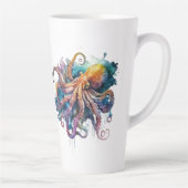 美しい水彩タコ カフェラテマグ (右)