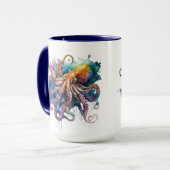 美しい水彩タコ マグカップ (正面左)