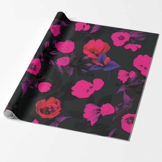美しい水彩チューリップの花の継ぎ目のないパター ラッピングペーパー (アンロールド)