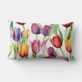 美しい水彩チューリップ花 ランバークッション (裏面)