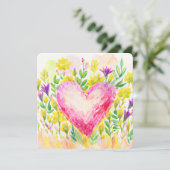 美しい水彩ハートとフラワーカード (スタンド正面)