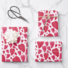 美しい水彩ハート ラッピングペーパーシート
