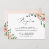 美しい水彩バラフローラ結婚披露宴 エンクロージャーカード (正面/裏面)