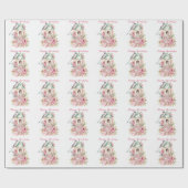 美しい水彩バードハウスピンクの花 ラッピングペーパー (フラット)
