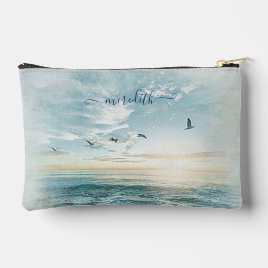 美しい水彩ビーチシーン名 アクセサリーポーチ (裏面)