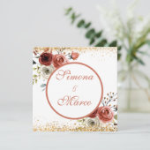 美しい水彩ピンクがかった金ゴールドスクエア結婚ズ 招待状 (スタンド正面)