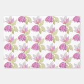 美しい水彩ピンクの花の手絵を描形 ラッピングペーパーシート (正面2)