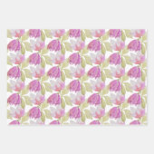 美しい水彩ピンクの花の手絵を描形 ラッピングペーパーシート (正面)