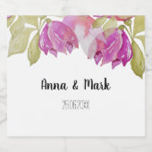 美しい水彩ピンクの花の手絵を描形 リキュールボトルラベル (シングルラベル)