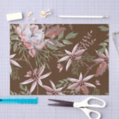 美しい水彩ピンクの花濃い背景 薄葉紙 (クラフト)