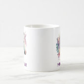 美しい水彩ファンタジーユニコーンと花 コーヒーマグカップ (中央)