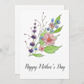 美しい水彩フラワーマザーズデーカード シーズンカード (正面/裏面)