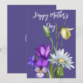 美しい水彩フラワーマザーズデーカード 紫 シーズンカード (正面/裏面)