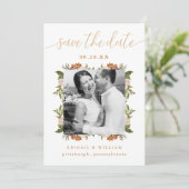 美しい水彩フレームフォトグリーン結婚ズ セーブザデート (スタンド正面)