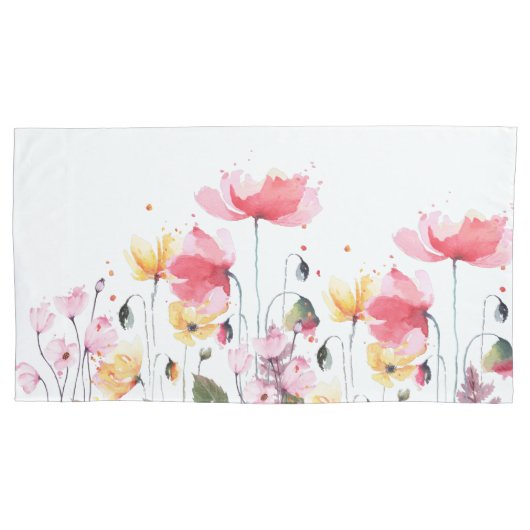 美しい水彩フローラガーデングリーン自然 枕カバー (正面)