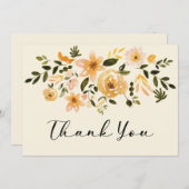 美しい水彩フローラデザイン サンキューカード (正面/裏面)