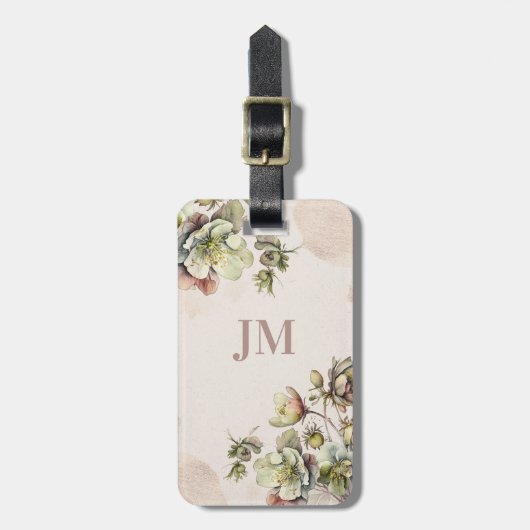 美しい水彩フローラデザイン ラゲッジタグ (正面縦)