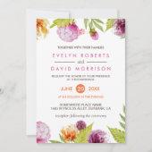 美しい水彩フローラフォーマル結婚の花 招待状 (正面)