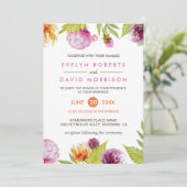 美しい水彩フローラフォーマル結婚の花 招待状 (スタンド正面)