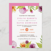 美しい水彩フローラフォーマル結婚の花 招待状 (正面/裏面)