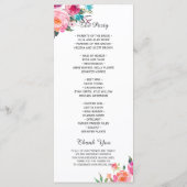 美しい水彩フローラモダン結婚式 プログラム (裏面)