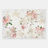 美しい水彩フローラヴィンテージデザイン ラッピングペーパーシート (正面)