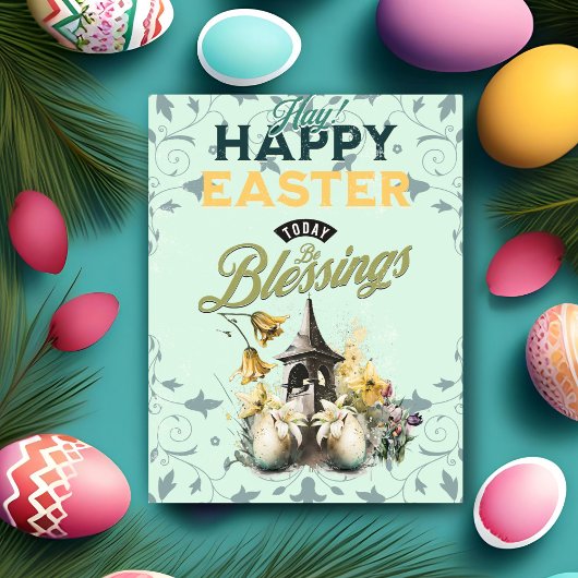 美しい水彩フローラ卵ハッピーイースター シーズンカード