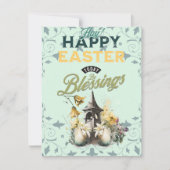 美しい水彩フローラ卵ハッピーイースター シーズンカード (正面)