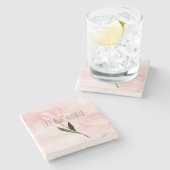 美しい水彩フローラ赤面ピンク絞り染め ストーンコースター (横)